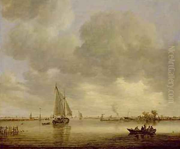 An Estuary with Boats Oil Painting by Jan van Goyen