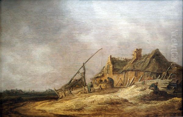 Farmstead Oil Painting by Jan van Goyen