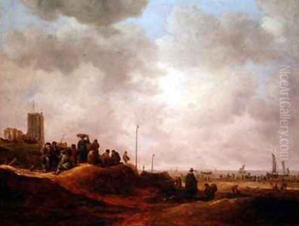 View of the Coast of Egmond Aan See Oil Painting by Jan van Goyen