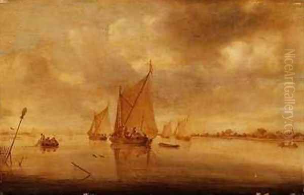 View of the River Maas Oil Painting by Jan van Goyen