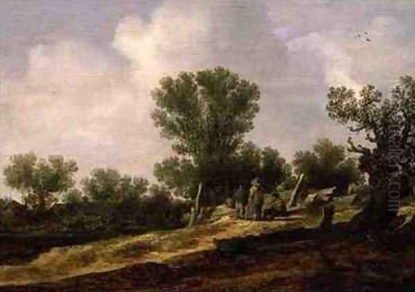 Landscape with figures resting Oil Painting by Jan van Goyen