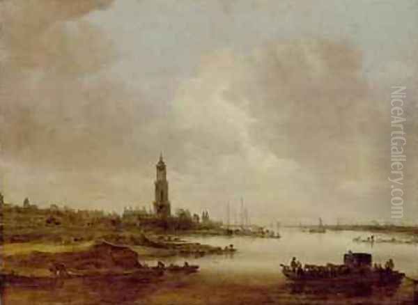 View from Rhenen from the West Oil Painting by Jan van Goyen