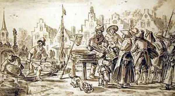 Fishmarket Oil Painting by Jan van Goyen