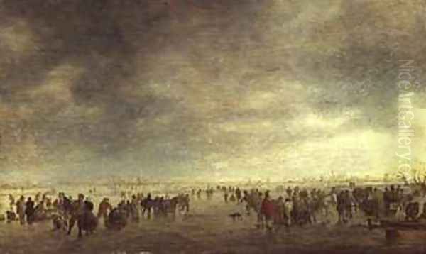 Skaters Oil Painting by Jan van Goyen