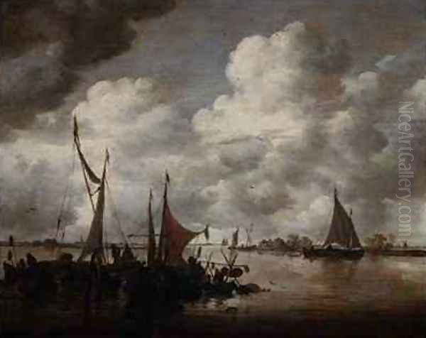 Fishermen raising lobster pots Oil Painting by Jan van Goyen