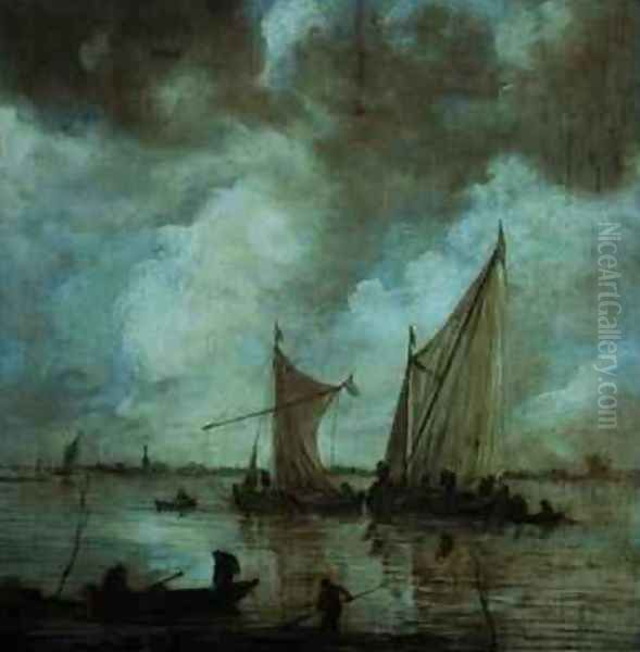 Stormy Seascape Oil Painting by Jan van Goyen