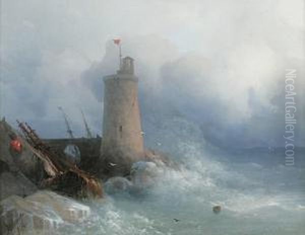 On The Rocky Shore Oil Painting by Ivan Konstantinovich Aivazovsky