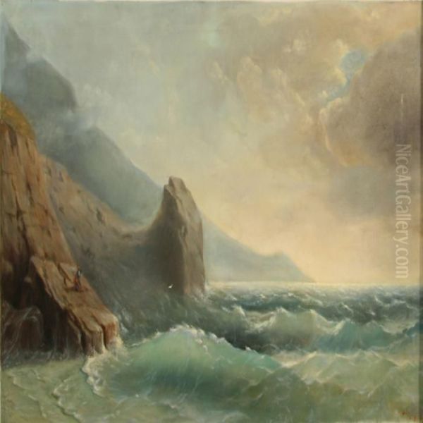 Coastal Scenery With Tall Waves Oil Painting by Ivan Konstantinovich Aivazovsky