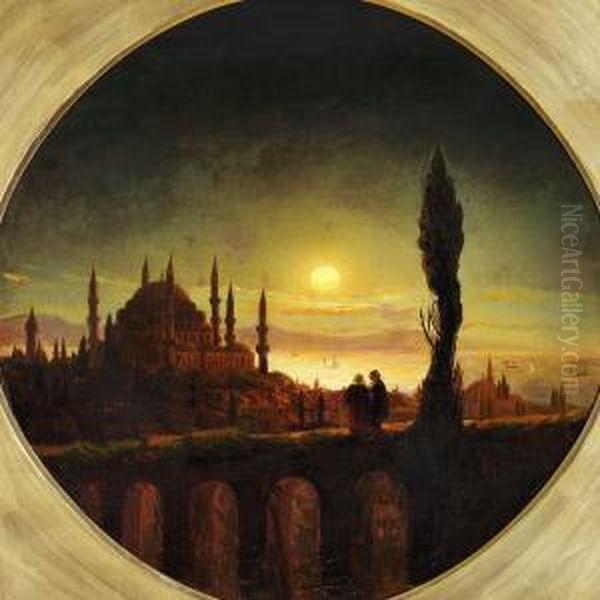 Sunset Over Hagia Sophia In Constantinople Oil Painting by Ivan Konstantinovich Aivazovsky