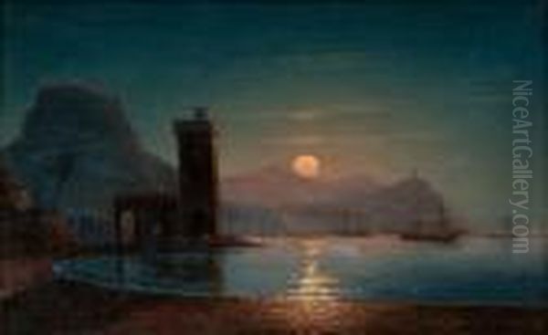 Moonlight Reflecting On Water Oil Painting by Ivan Konstantinovich Aivazovsky