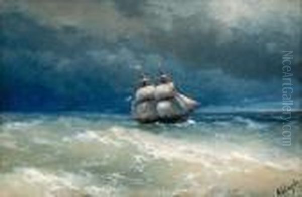 Coastal Scene With Stormywaters Oil Painting by Ivan Konstantinovich Aivazovsky