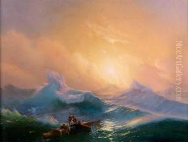 Scene De Naufrage Au Crepuscule Oil Painting by Ivan Konstantinovich Aivazovsky