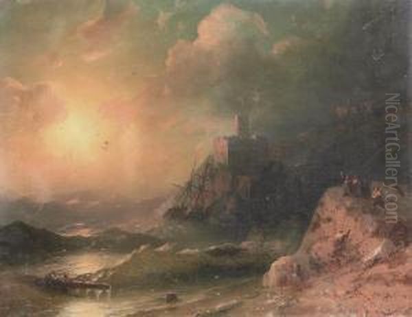 Shipwreck At Dawn Oil Painting by Ivan Konstantinovich Aivazovsky