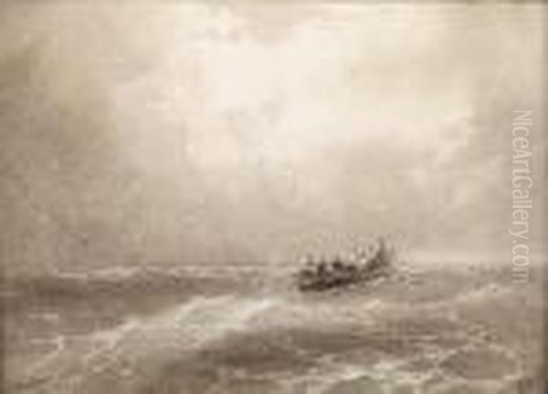 A Lifeboat In Peril Oil Painting by Ivan Konstantinovich Aivazovsky