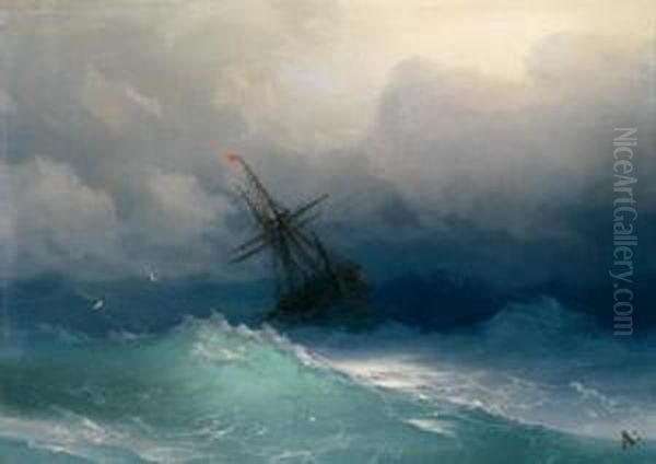 Schiff Bei Schwerer See Oil Painting by Ivan Konstantinovich Aivazovsky