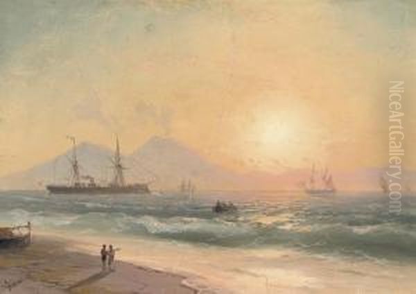 Watching Ships At Sunset Oil Painting by Ivan Konstantinovich Aivazovsky