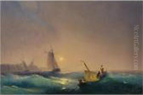 Shipping Off The Dutch Coast Oil Painting by Ivan Konstantinovich Aivazovsky