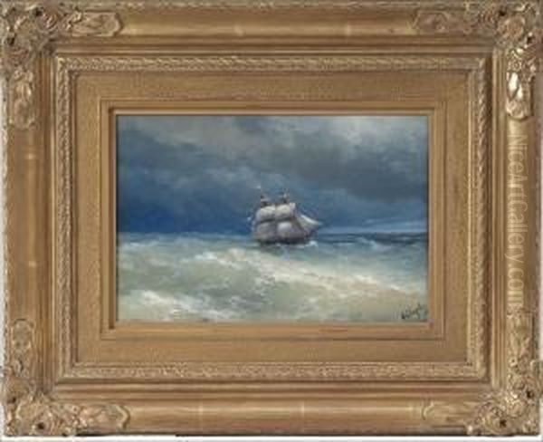 Coastal Scene With Stormy Waters Oil Painting by Ivan Konstantinovich Aivazovsky