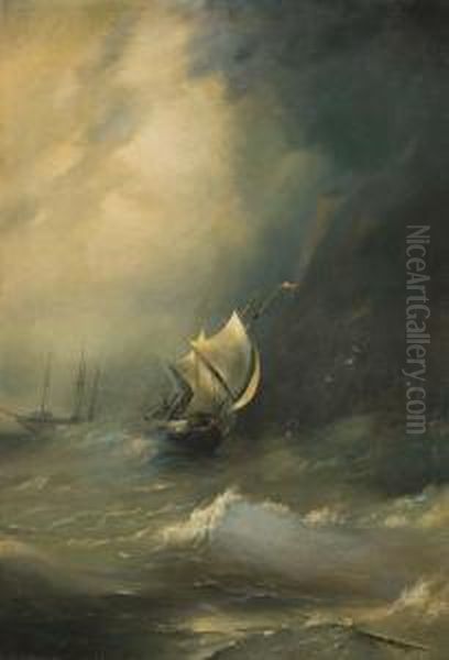 Schiffe Auf Sturmischer See Oil Painting by Ivan Konstantinovich Aivazovsky