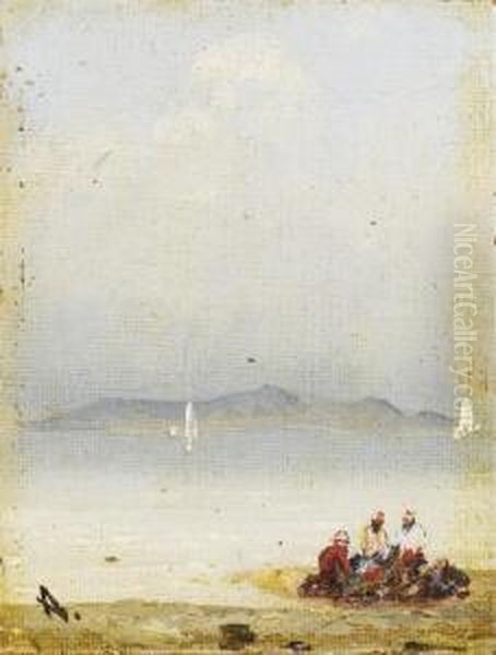 Figures On A Beach Oil Painting by Ivan Konstantinovich Aivazovsky