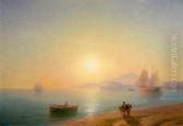 Coastal Landscape In Italy. 1878 Oil Painting by Ivan Konstantinovich Aivazovsky