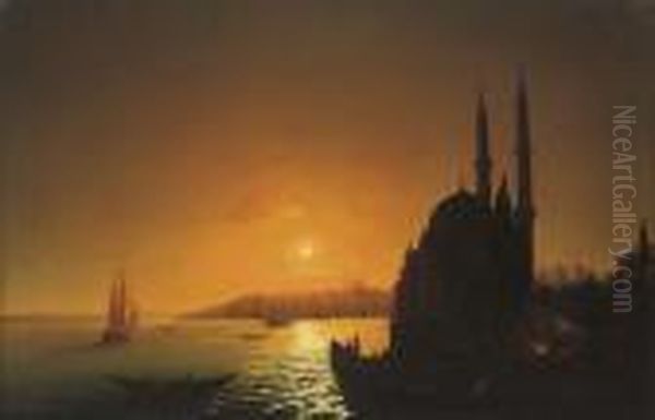 Sunset Over The Golden Horn Oil Painting by Ivan Konstantinovich Aivazovsky