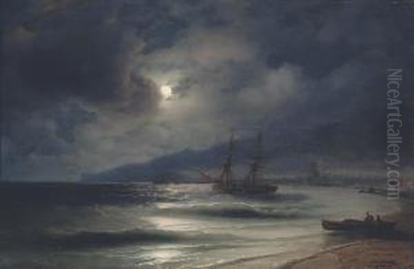 On The Coast At Night Oil Painting by Ivan Konstantinovich Aivazovsky