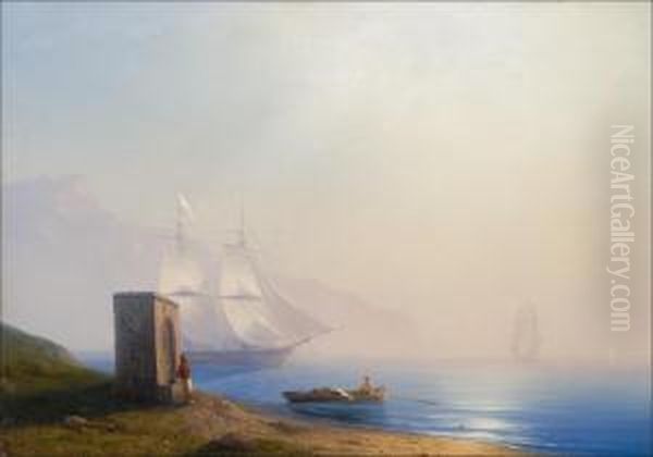 Purjelaivaankkurissa Rannikon Tuntumassa. Oil Painting by Ivan Konstantinovich Aivazovsky