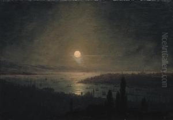 View Of Constantinople At Night Oil Painting by Ivan Konstantinovich Aivazovsky