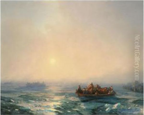 Ice On The Dniepr Oil Painting by Ivan Konstantinovich Aivazovsky