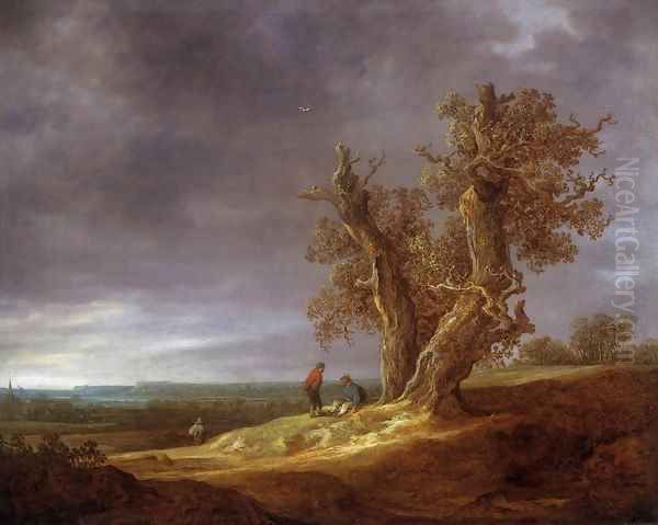 Landscape with Two Oaks 1641 Oil Painting by Jan van Goyen