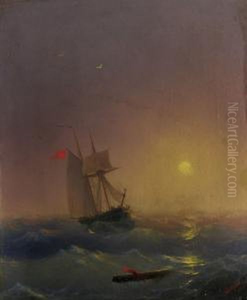 Segelboot Auf Sturmischer See Oil Painting by Ivan Konstantinovich Aivazovsky