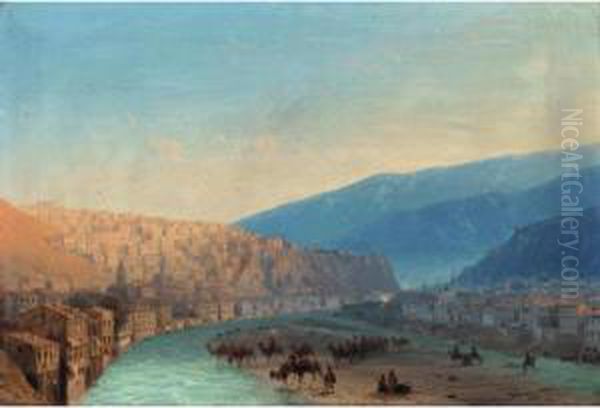 View Of The River Terek Oil Painting by Ivan Konstantinovich Aivazovsky