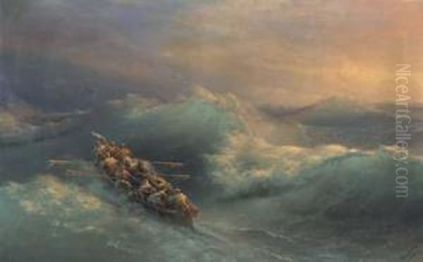 Lifeboat In Heavy Seas Oil Painting by Ivan Konstantinovich Aivazovsky