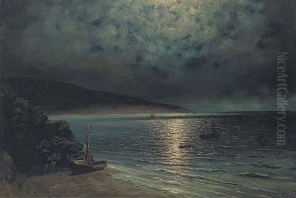 Rowing Ashore By Moonlight Oil Painting by Ivan Konstantinovich Aivazovsky