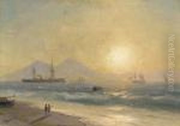 A Coastal Landscape Oil Painting by Ivan Konstantinovich Aivazovsky