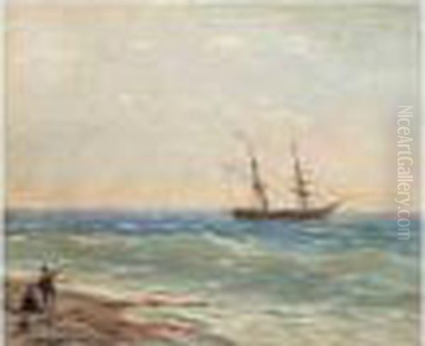 Ship By The Shore Oil Painting by Ivan Konstantinovich Aivazovsky