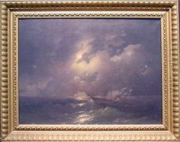 Ship In High Seas Oil Painting by Ivan Konstantinovich Aivazovsky