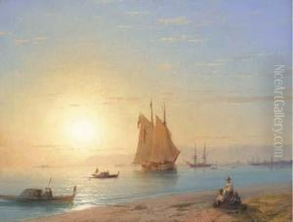 View From Seashore Of Venice At Sunset Oil Painting by Ivan Konstantinovich Aivazovsky