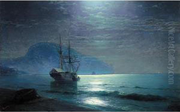 Moonlight In The Ayu Dag Oil Painting by Ivan Konstantinovich Aivazovsky