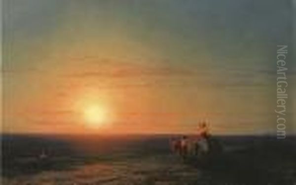 Peasants Returning From The Fields At Sunset Oil Painting by Ivan Konstantinovich Aivazovsky