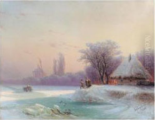 The Perils Of Winter Travel In The Russian Provinces Oil Painting by Ivan Konstantinovich Aivazovsky