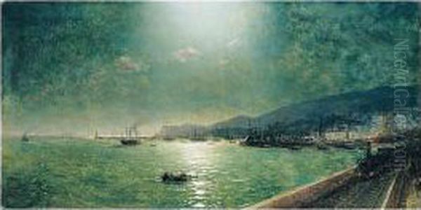 The First Train In Feodosia Oil Painting by Ivan Konstantinovich Aivazovsky