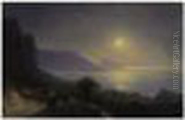 View Of Crimea At Moonlight Oil Painting by Ivan Konstantinovich Aivazovsky