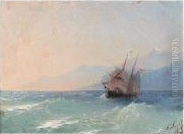 Shipping On The Black Sea Oil Painting by Ivan Konstantinovich Aivazovsky