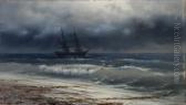 Coastal Shipping Under A Stormy Sky Oil Painting by Ivan Konstantinovich Aivazovsky