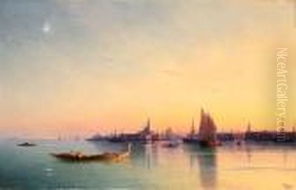 Sunset Over The Venetian Lagoon Oil Painting by Ivan Konstantinovich Aivazovsky