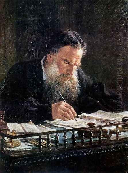 Lev Tolstoy, 1882 Oil Painting by Nikolai Nikolaevich Ge