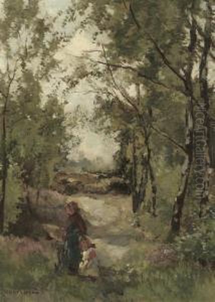 Strolling Through The Forest Oil Painting by Johannes Evert Akkeringa