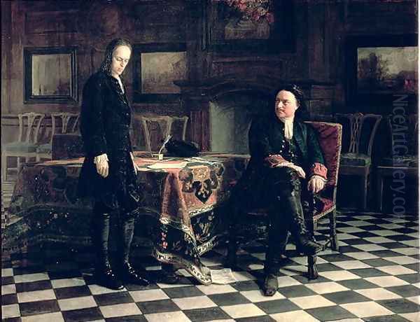 Peter the Great Interrogating the Tsarevich Alexei Petrovich at Peterhof, 1871 Oil Painting by Nikolai Nikolaevich Ge